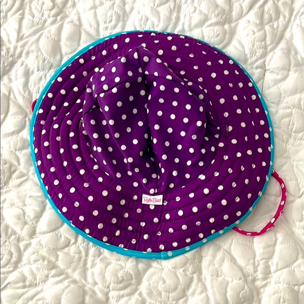 Purple Polka Dot Sun Hat- reversible